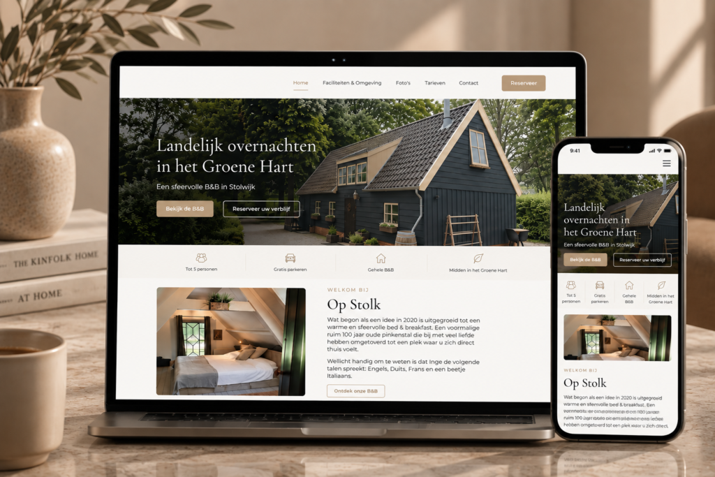 Websiteontwerp voor Op Stolk Bed & Breakfast