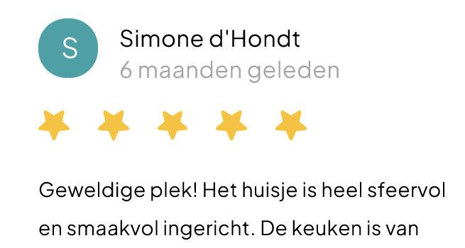 Google reviews geïntegreerd in het nieuwe websiteontwerp van Op Stolk B&B