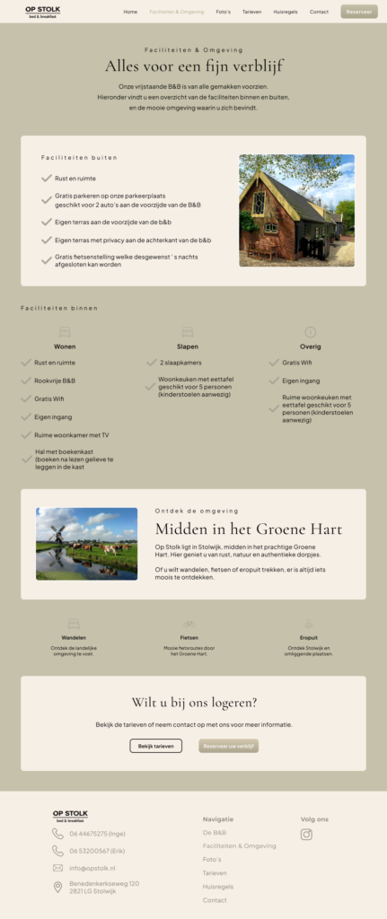 Overzicht van het UX/UI redesign van de verschillende pagina's van de Op Stolk B&B website